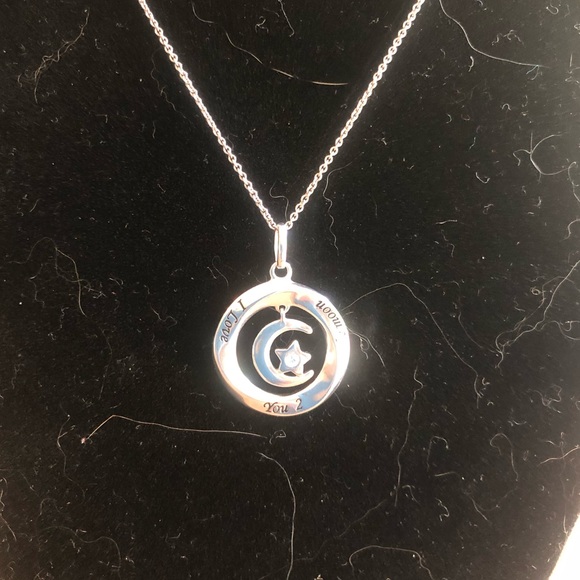 “I Love You 2 The Moon” Sterling Silver Necklace - Picture 2 of 5